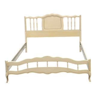 Mid Century French Provincial Style Cream Painted and Partial Gilt Full Size Bed For Sale