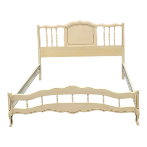 Mid Century French Provincial Style Cream Painted and Partial Gilt Full Size Bed