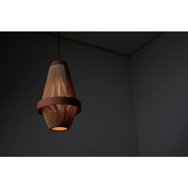 Brown Teak & Rope Pendant by Ib Fabiansen for Fog & Mørup, 1960s For Sale - Image 8 of 10