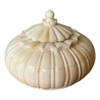 Carved Bone Lidded Snuff Box | Neoclassical Ribbed Form | 19th–Early 20th C. For Sale