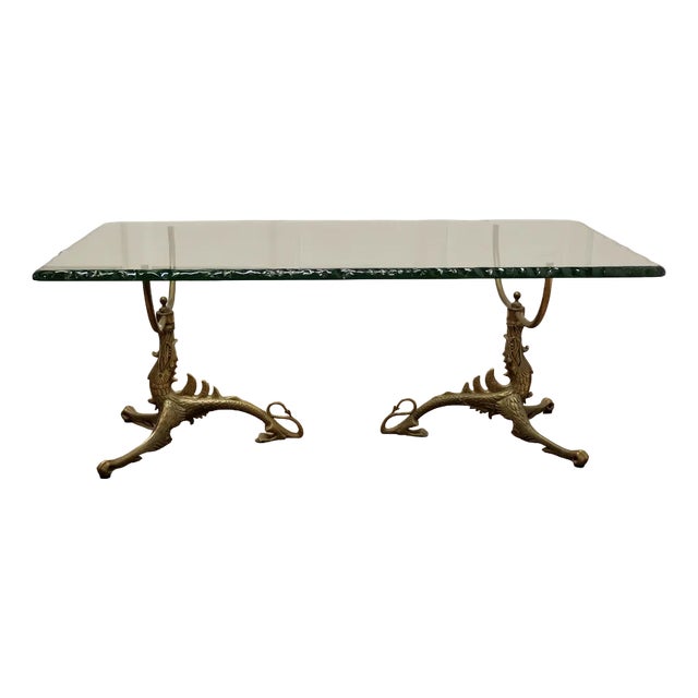 Mid-Century Brass and Glass Coffee Table, 1960s For Sale