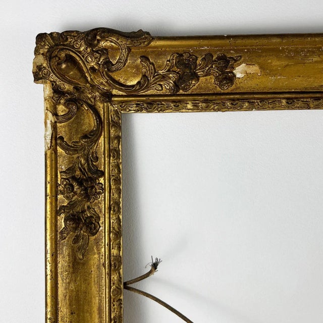 Large Antique Gilt Wooden Frame For Sale - Image 4 of 11