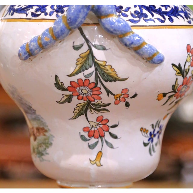 Large Pair of 19th Century French Desvres Faience Urns With Twisted Handles For Sale - Image 12 of 17