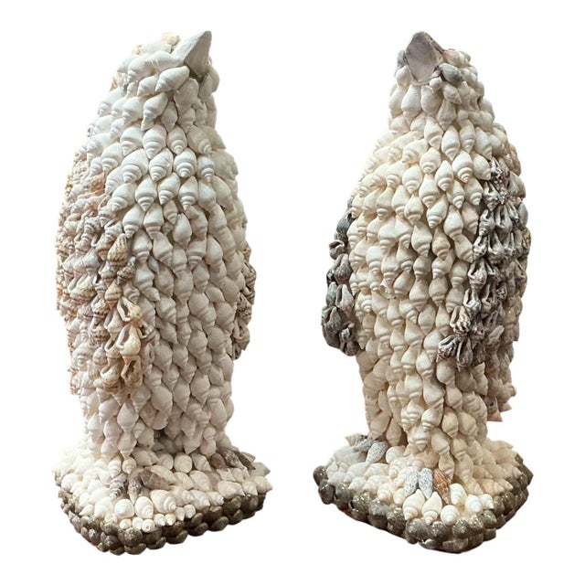 1980s 1980s Victorian Style Penguin Bird Form Shell Art Bookends / Figurines - Pair For Sale - Image 5 of 5
