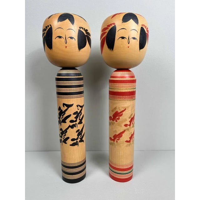 Black Vintage Sakunami Kokeshi, 1970s, Set of 2 For Sale - Image 8 of 8
