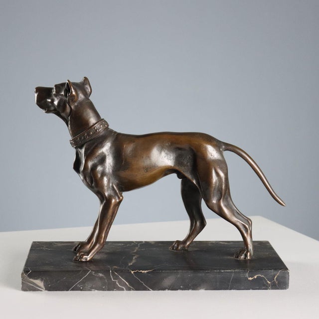 Bronze Dog on Black Marble Base For Sale - Image 6 of 8