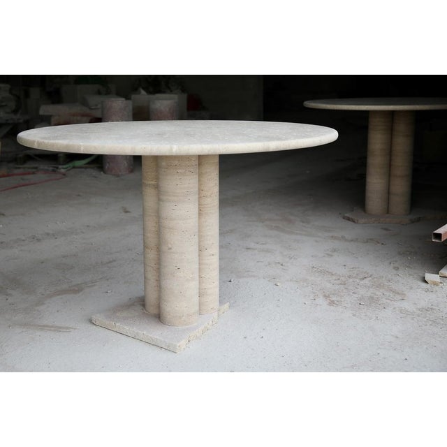 Cream Travertine Round Dining Table from My Habitat Design For Sale - Image 4 of 8