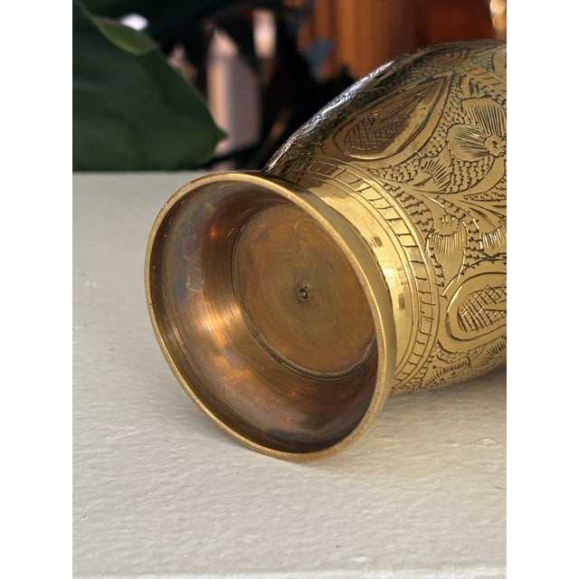 1980s 1980s Small Ornate Etched Solid Brass Cup For Sale - Image 5 of 6