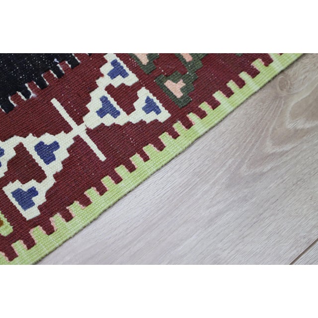 Textile 1980s Tribal Burgundy Hand Knotted Rug For Sale - Image 7 of 13