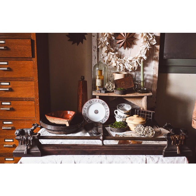 Extraordinary cast iron and brass fireplace andiron, featuring greyhounds. from the 19th century. Clearly English in...