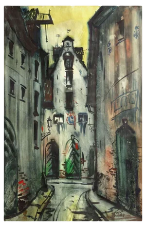 Janis Brekte, Warehouses, 1979, Watercolor on Paper