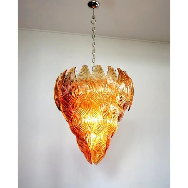 2000 - 2009 Murano Felci Chandelier 52 Amber Glass For Sale - Image 5 of 5