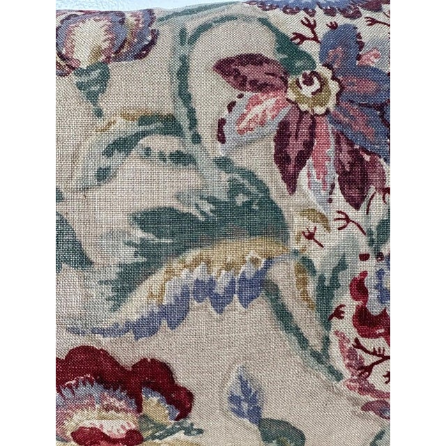 Modern Printed Linen Floral Pillow For Sale - Image 3 of 7