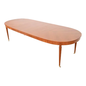 Kindel Furniture French Regency Louis XVI Cherry Wood Extension Dining Table, Newly Refinished