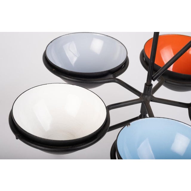 Herbert Krenchel Vintage Enameled Steel Krenit Bowls with Stand by Herbert Krenchel, Denmark, 1950s, Set of 10 For Sale - Image 4 of 14