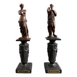 19th Century Grand Tour Neo-Classical Nude Bronze Statuettes, 1800s, Set of 2 For Sale