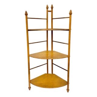 Antique Handmade Americana Folk Art Wood Corner Shelf For Sale