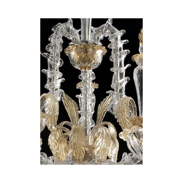 Transparent and Gold Murano Glass Chandeliers by Simoeng, Set of 2 For Sale - Image 15 of 18
