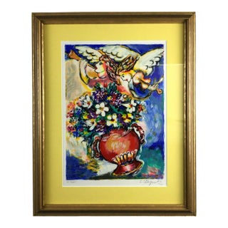 Numbered Colorful Lithography Print Signed For Sale