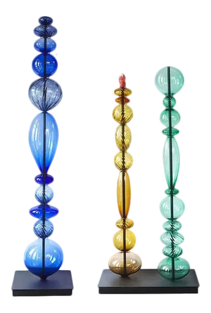 Abacus Towers Sculpture by the Drawing Room Atl - a Set of 3 Colorful Totem / Totems - Modern Yellow Blue and Green Sculptures