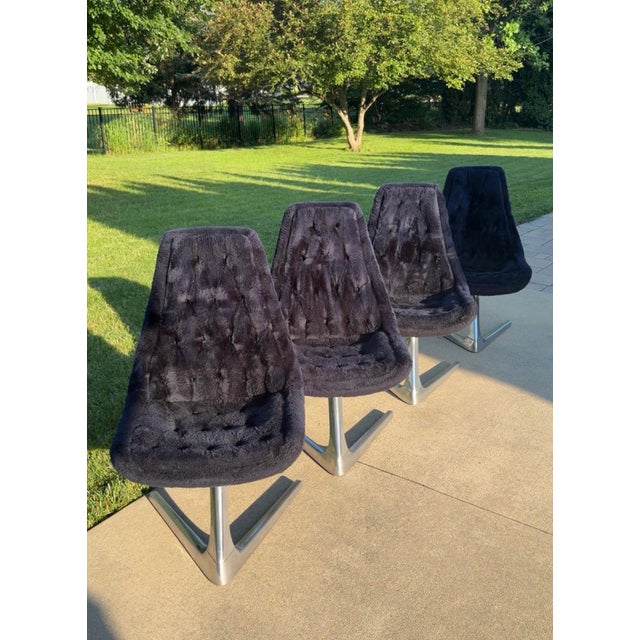 Metal 1960s Vladimir Kagan Sculpta Swivel Unicorn Chairs by Chromcraft Star Trek - Set of 4 For Sale - Image 7 of 12