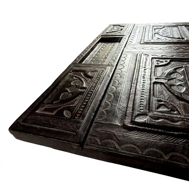 Large 20th Century North African Hand-Tooled Foldable Leather Writing Desk Pad Blotter, 1950s For Sale - Image 10 of 14