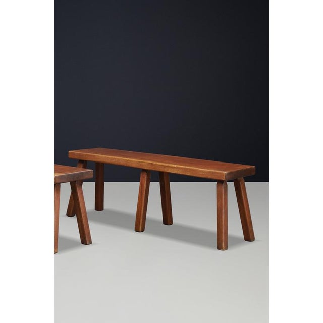 French Primitive Oak Bench with Rich Patina, 1960s For Sale - Image 9 of 15