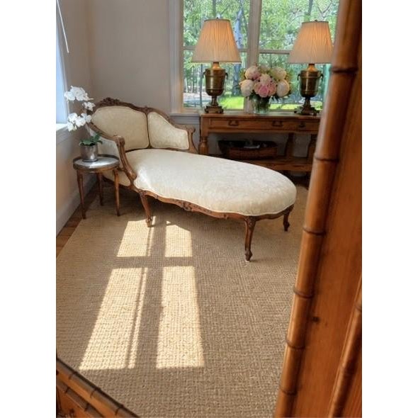 Antique Carved Louis XV Style Chaise Lounge Upholstered in Ivory For Sale - Image 18 of 18