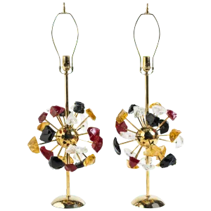 Starburst Multi-Color Glass Lamps - a Pair