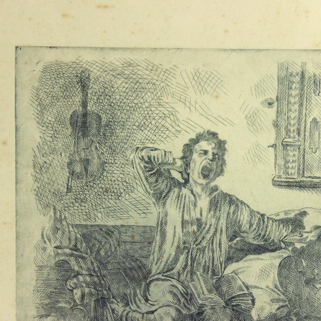 Czechoslovak Artist, Yawning Figure, 1920s, Drawing on Paper, Framed For Sale - Image 3 of 12