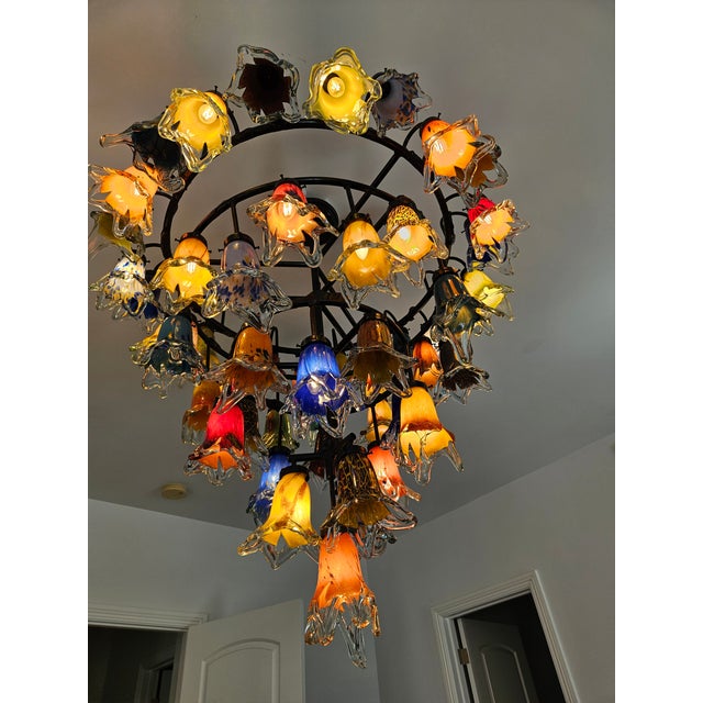 Metal 1990s Handmade 4 Levels Wrought Iron Chandelier For Sale - Image 7 of 11
