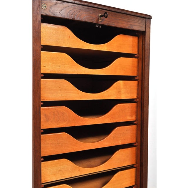 Vintage Roller Door Cabinet in Oak and Beech, 1930s For Sale - Image 10 of 12