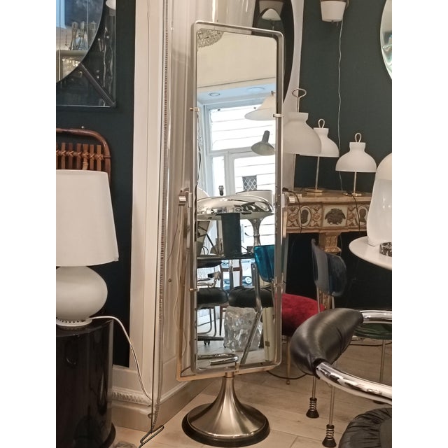 Chrome-Plated Brass Floor Standing Cheval Mirror, Italy, 1960s For Sale - Image 9 of 11