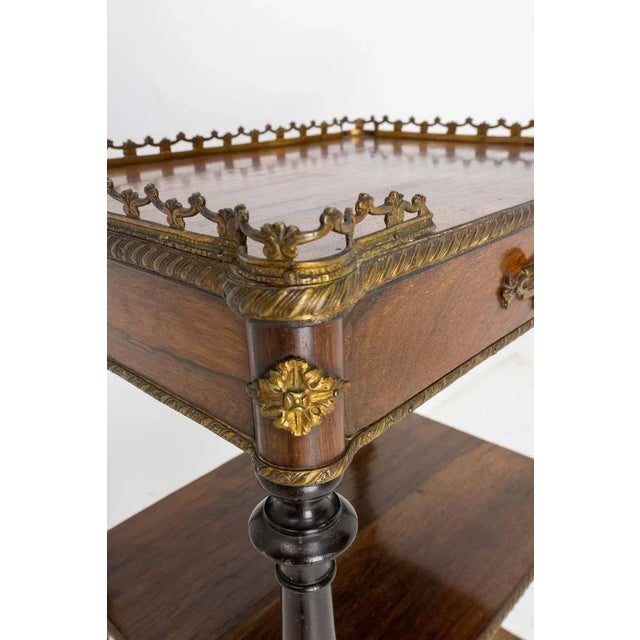 French Napoleon III Brass & Walnut Serving Table or Side Table, 1880 For Sale - Image 9 of 12
