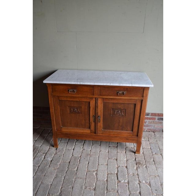 Art Deco Wardrobe in Oak with Marble Top For Sale - Image 10 of 12