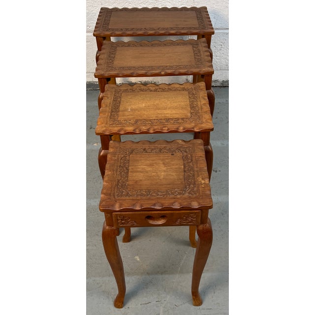 Set of Four Carved Antique Nesting Tables For Sale - Image 14 of 14