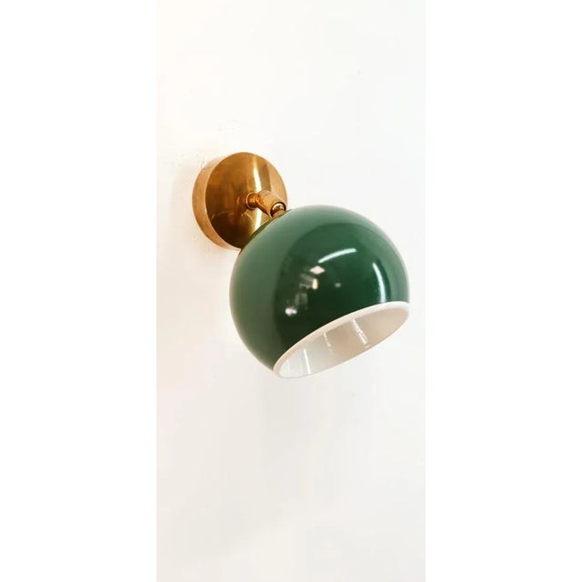 Adjustable Wall Light with Green-Colored Metal Dome For Sale - Image 10 of 12