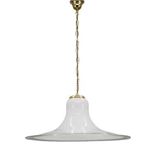 Mid-Century Modern Italian Glass and Brass Pendant Light, 1960s For Sale
