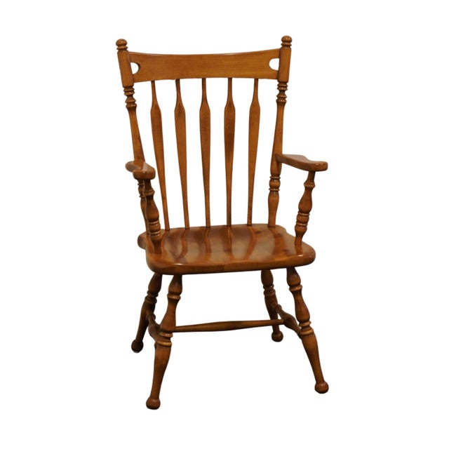 ETHAN ALLEN Heirloom Nutmeg Maple Colonial Early American Arrow Back Dining Arm Chair 10-6060A 39.5" High 22.5" Wide 21"...