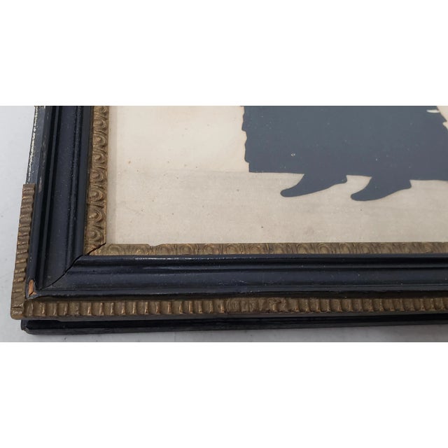 Late 19th Century Antique Hand Cut Silhouette of a Young Woman Reading a Book 19th Century For Sale - Image 5 of 11