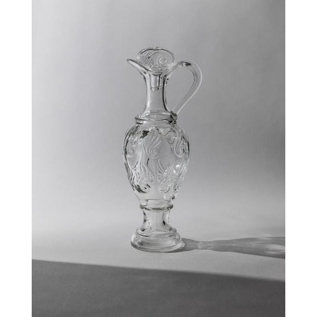 Vintage Sculptural Pressed Clear Glass Decanter with Patterned Texture and Stopper, Italy, 1960s For Sale - Image 11 of 11