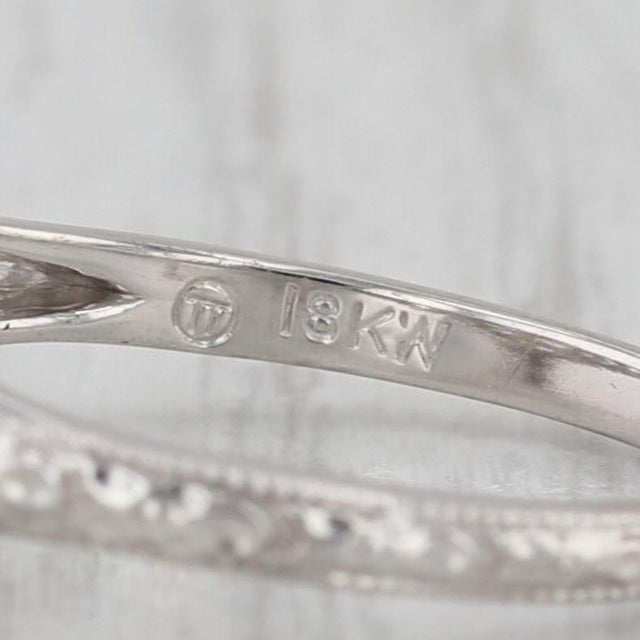 Early 20th Century Art Deco Traub Orange Blossom 0.37ct Diamond Engagement Ring 18k White Gold, Size 7 For Sale In Greensboro - Image 6 of 8
