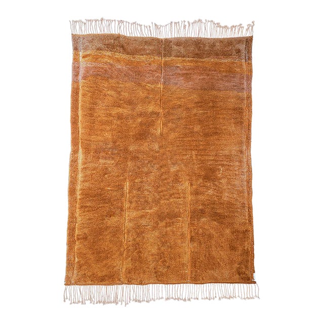 Minimalist Solid Hand-Knotted Moroccan Wool Rug | 10'2" X 7'9" | One of a Kind For Sale