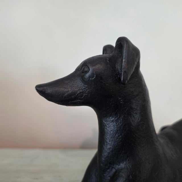 Antique Cast Iron Resting Whippet Greyhound Hearth Statue For Sale - Image 4 of 17