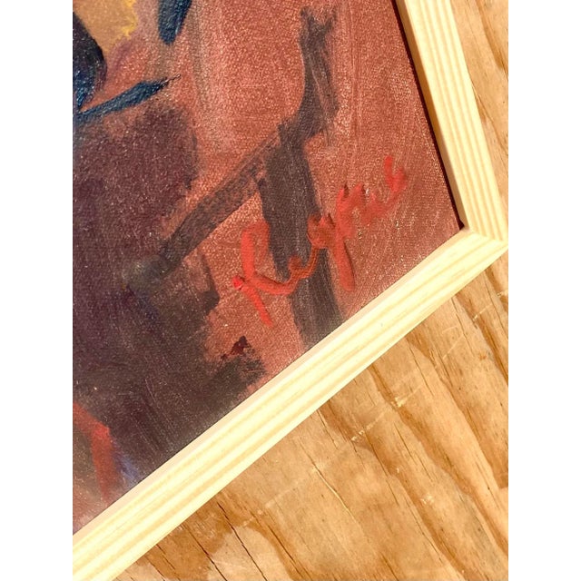 Midcentury Expressionist Portrait Signed Regone For Sale - Image 4 of 12