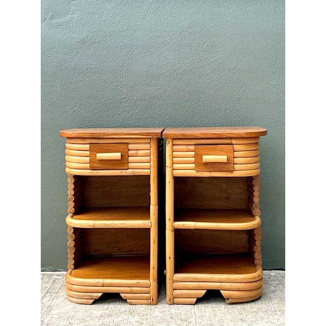 Vintage Stacked Rattan Nightstands After Frankl For Sale - Image 14 of 18