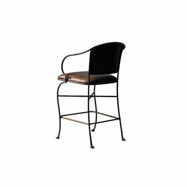 Late 20th Century Iron and Faux Leather Stools For Sale - Image 5 of 8