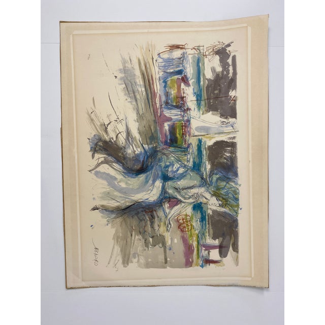 Beige Jacques Pecnard Signed Limited Edition Modern Lithograph, Seated Figure by the Sea, 77/80 For Sale - Image 8 of 8
