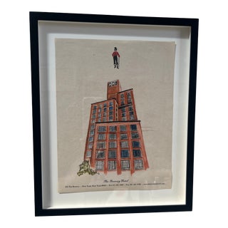 "The Bowery Hotel" Original Framed Drawing For Sale