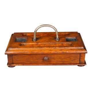 19th C. Oak Ink Well Box C.1800s For Sale